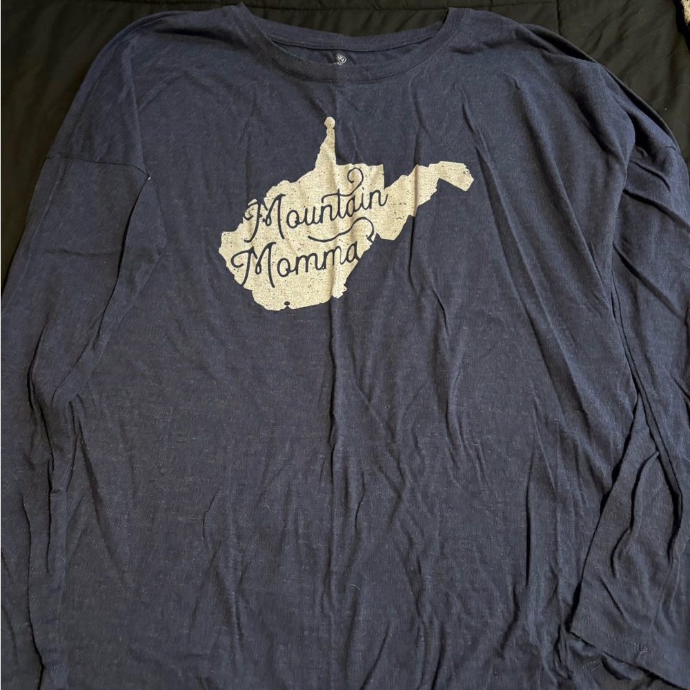 Navy Blue Long Sleeve Tee with Graphic Print